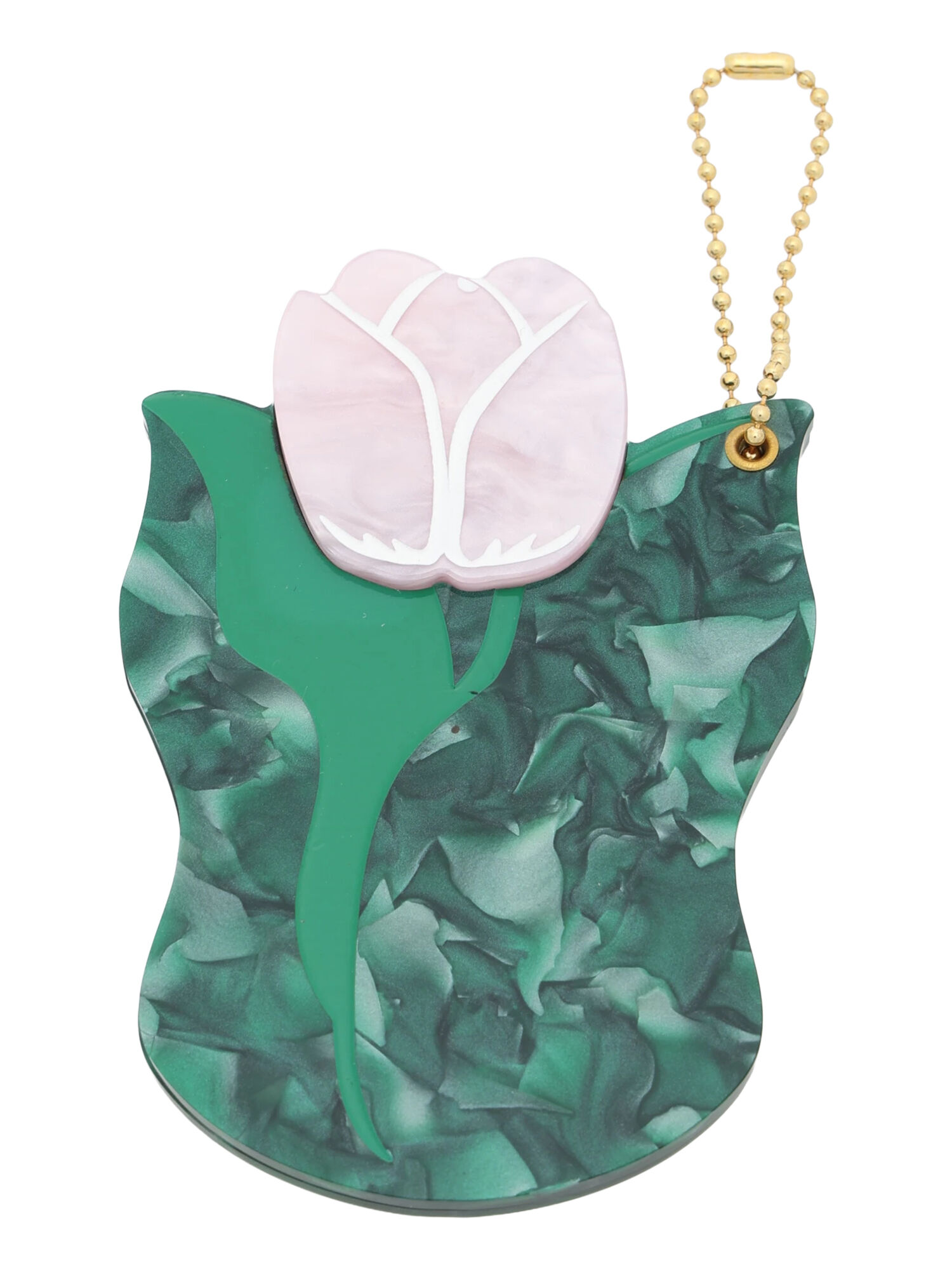 セール】 ダイカットチャームミラー（オフホワイト/ブラウン/グリーン