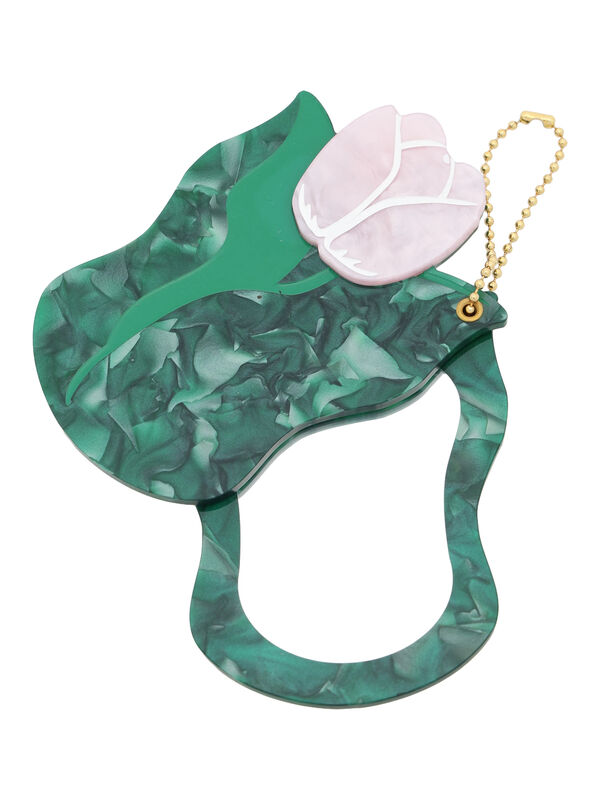 セール】 ダイカットチャームミラー（オフホワイト/ブラウン/グリーン